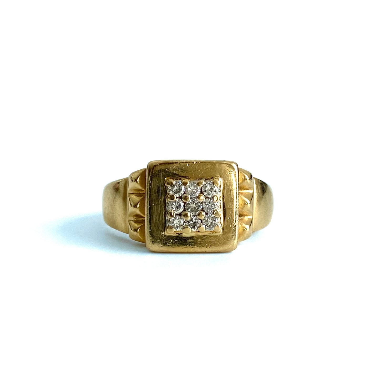 18ct Gold & Diamond Signet Ring  |  Size UK L