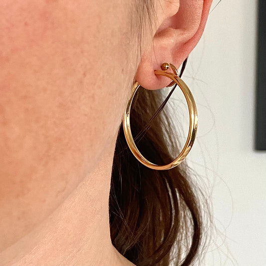 Fabulous 9ct Gold Italian Flat Hoops  |  33mm