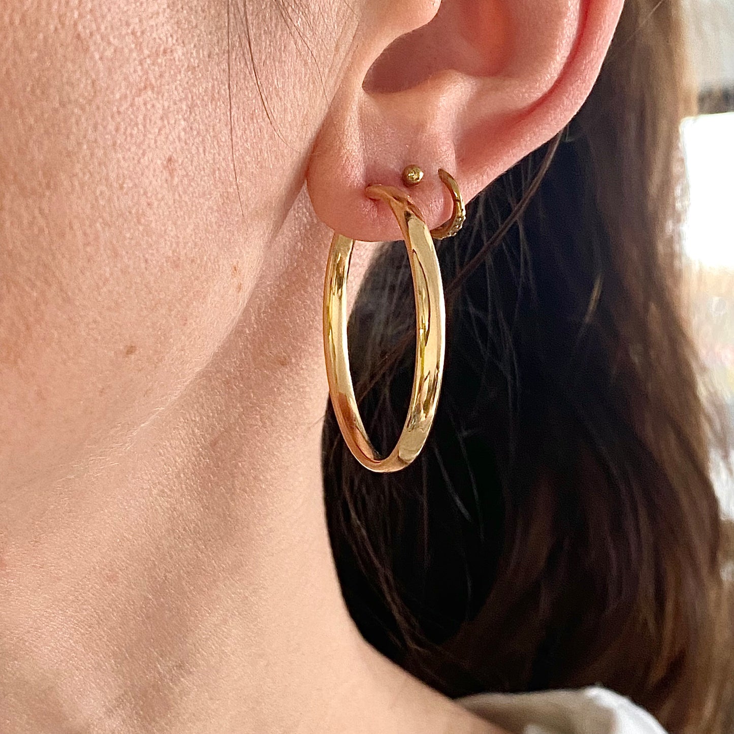 Fabulous 9ct Gold Italian Flat Hoops  |  33mm