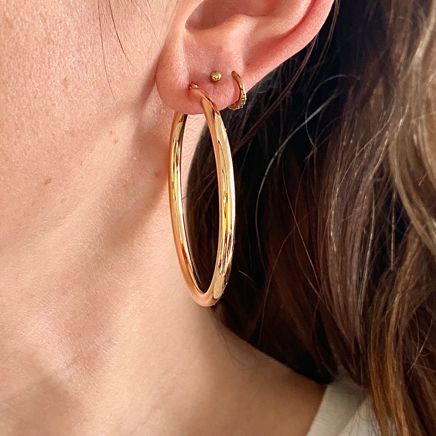 Fantastic Large Italian 9ct 'Unoaerre' Gold Hoops  |  56mm