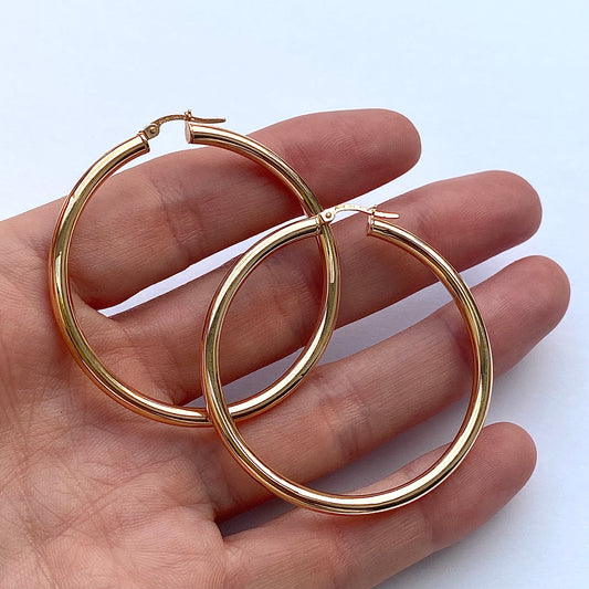 Fantastic Large Italian 9ct 'Unoaerre' Gold Hoops  |  56mm