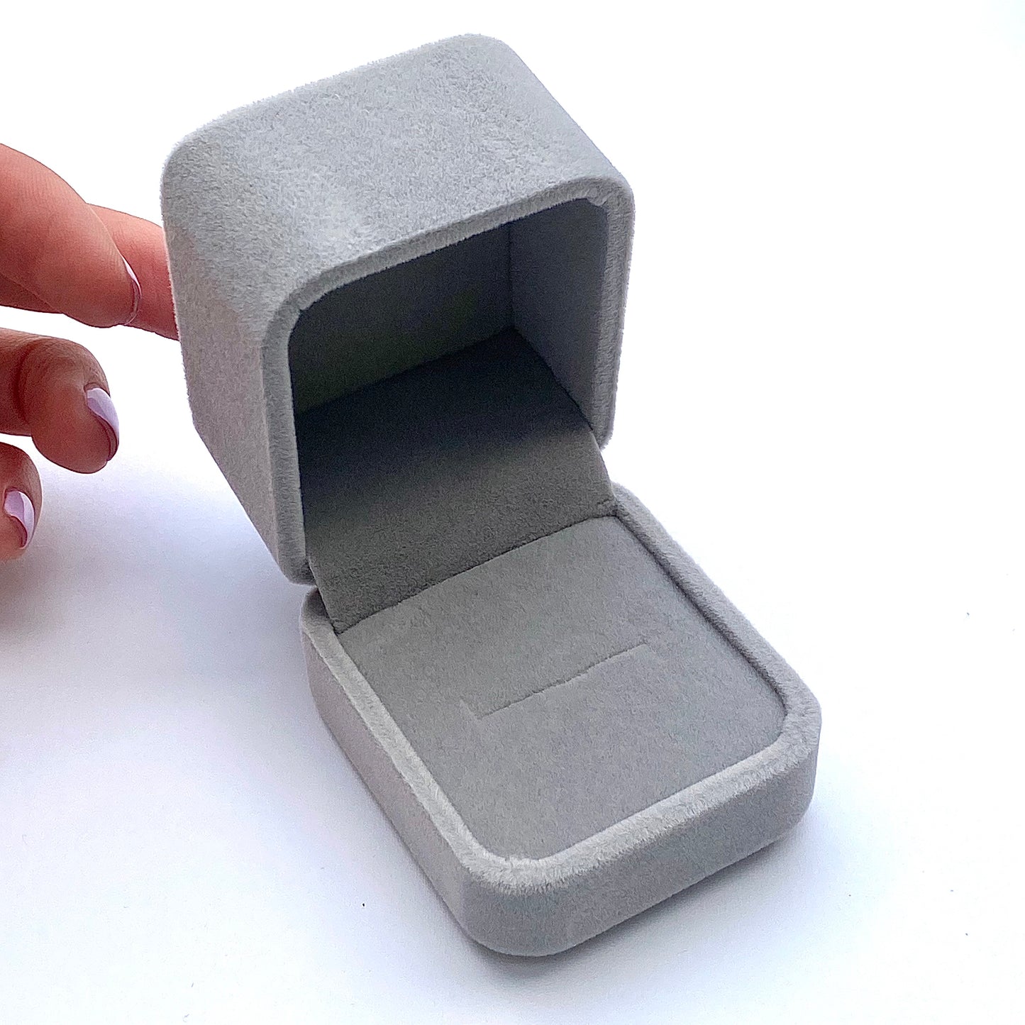 Light Grey Velvet Ring Box