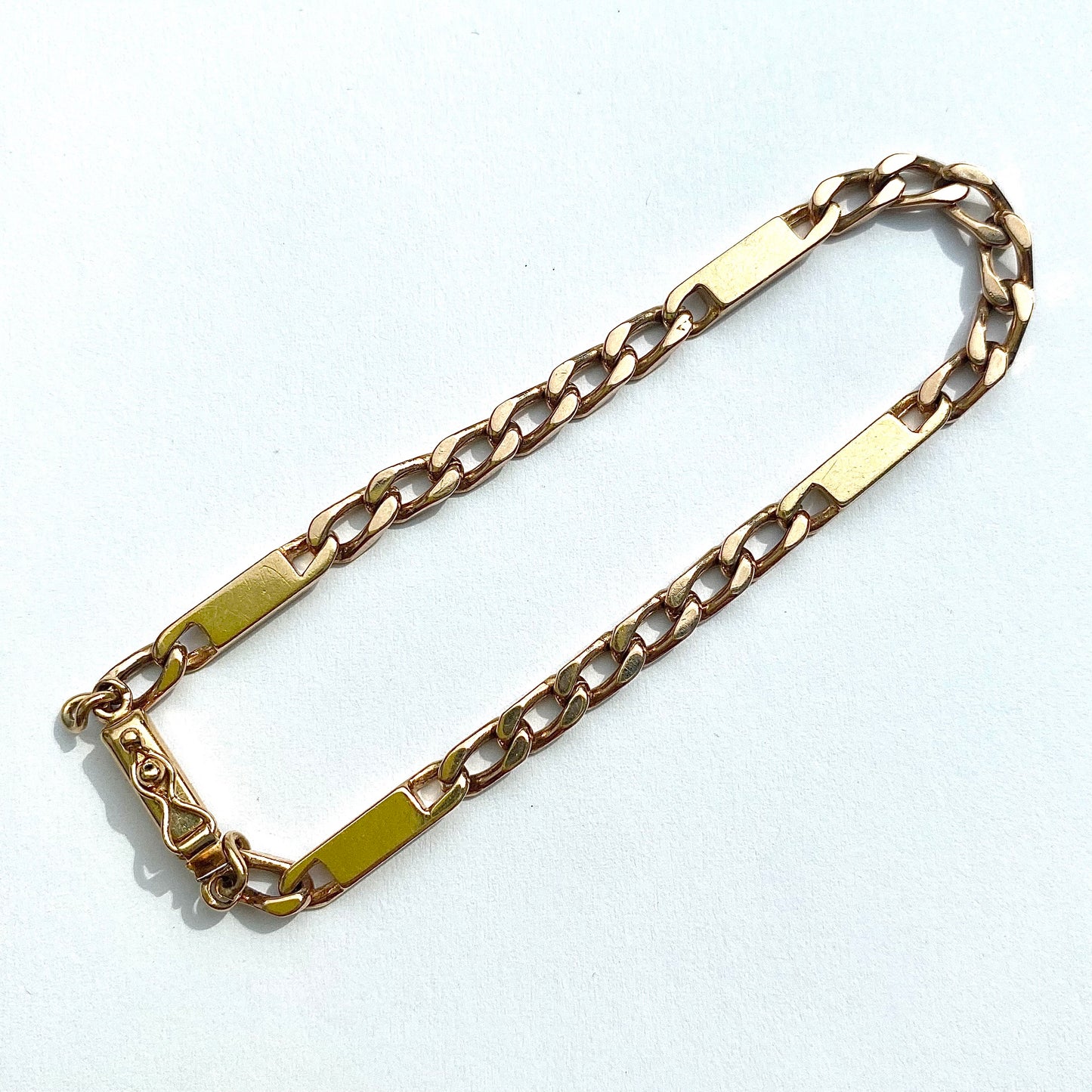 Italian 'Unoaerre' Solid 9ct Gold Curb and Bar Link Bracelet  |  7.5"  |  4mm