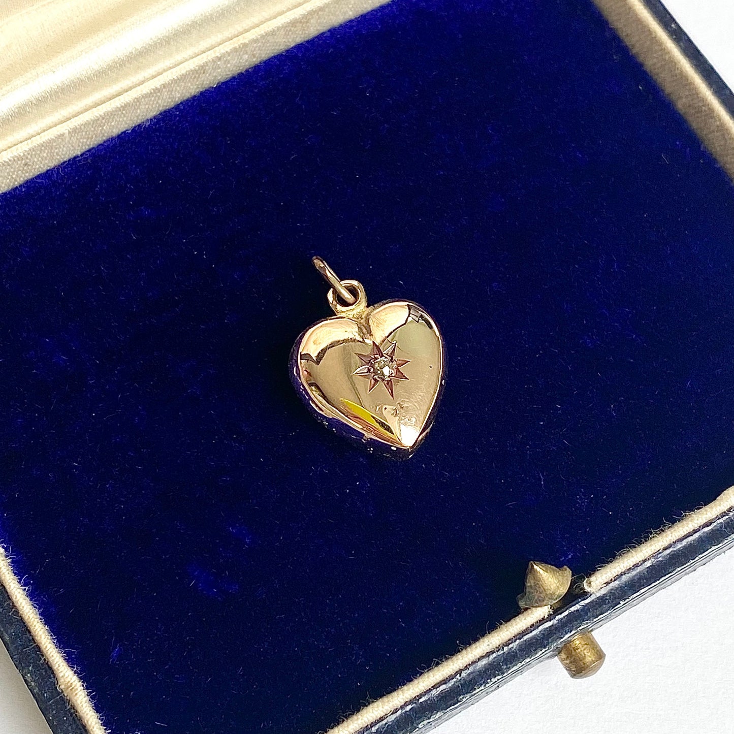 Antique 9ct Gold and Diamond Puffy Heart Pendant