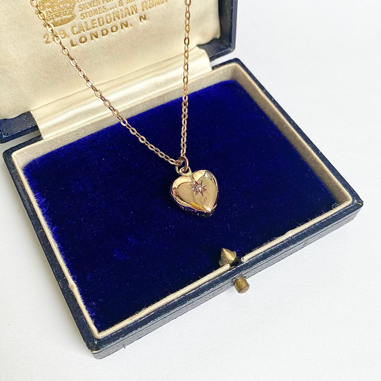 Antique 9ct Gold and Diamond Puffy Heart Pendant