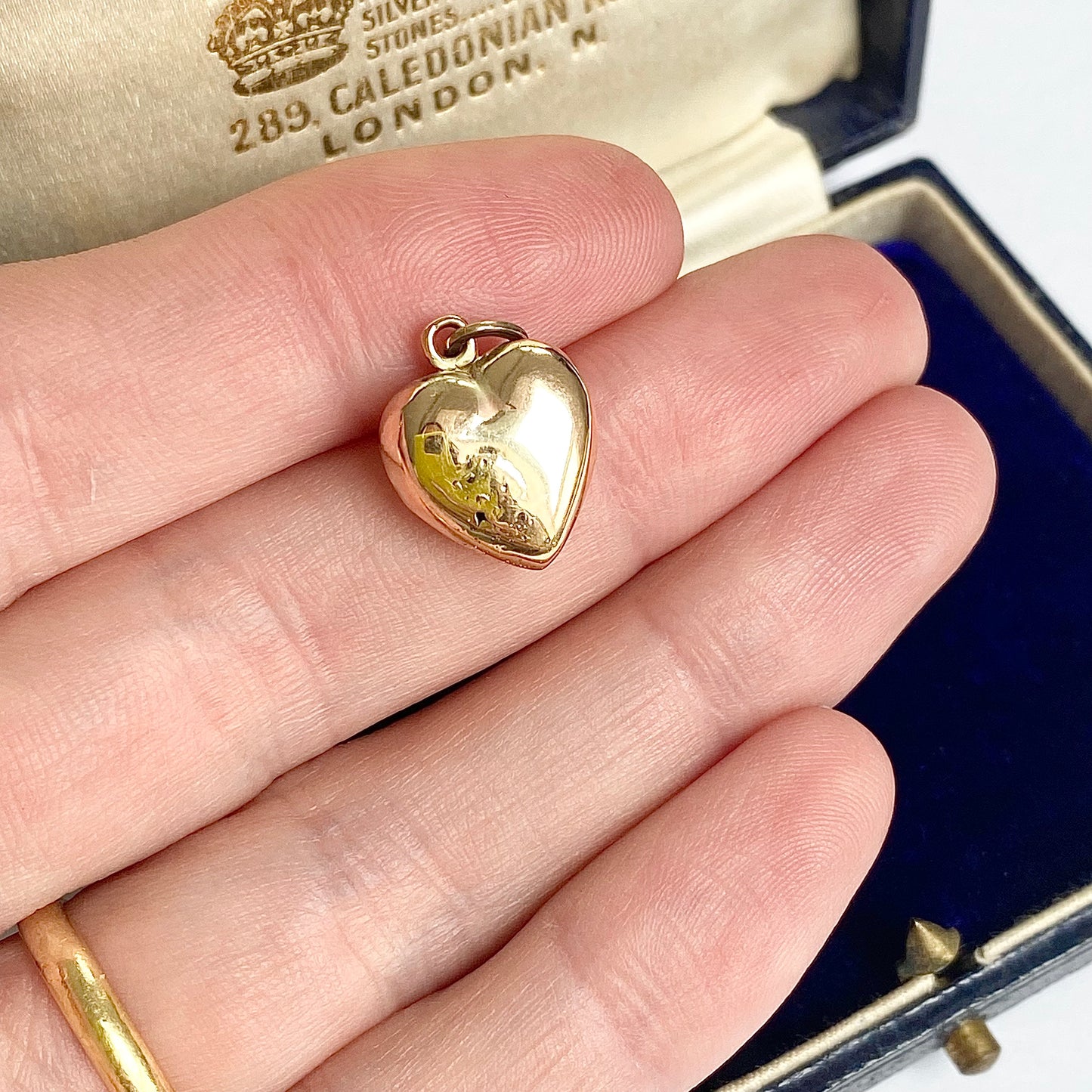 Antique 9ct Gold and Diamond Puffy Heart Pendant