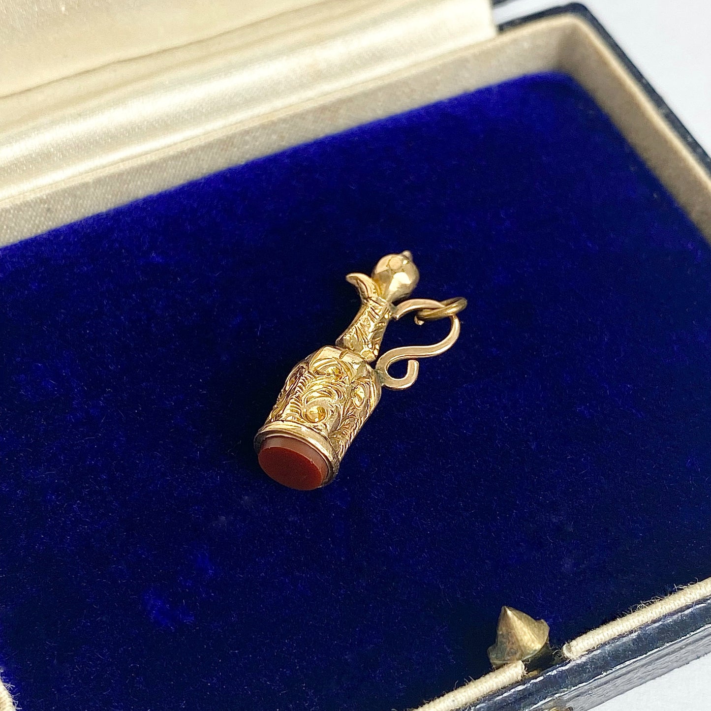 Antique Gold Carnelian Jug Charm / Pendant