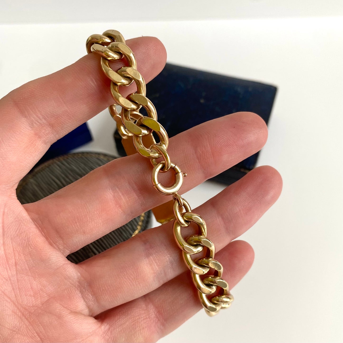 Fantastic Heavy Vintage Solid 9ct Gold Curb ID Bracelet  |  7.75"  |  10mm