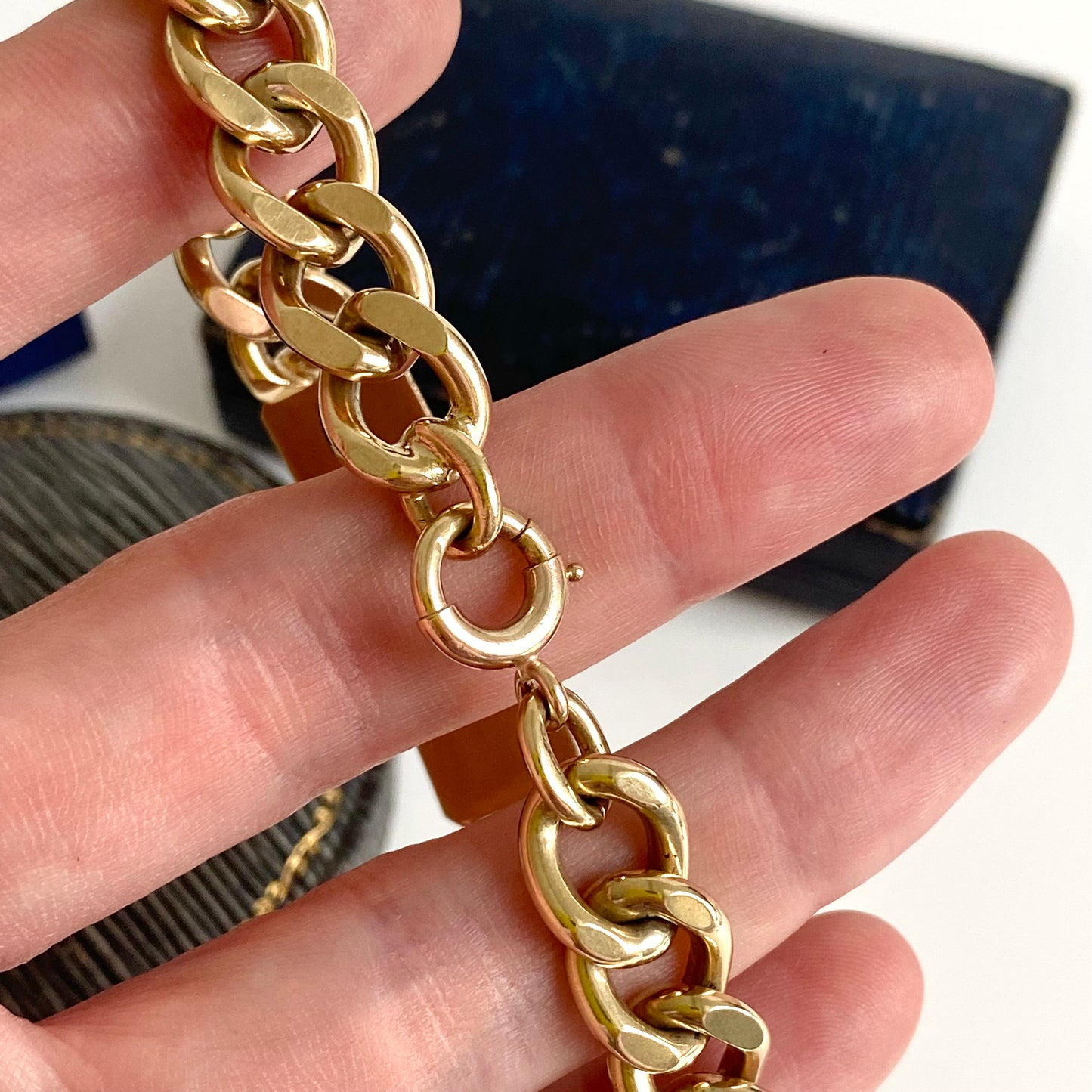 Fantastic Heavy Vintage Solid 9ct Gold Curb ID Bracelet  |  7.75"  |  10mm