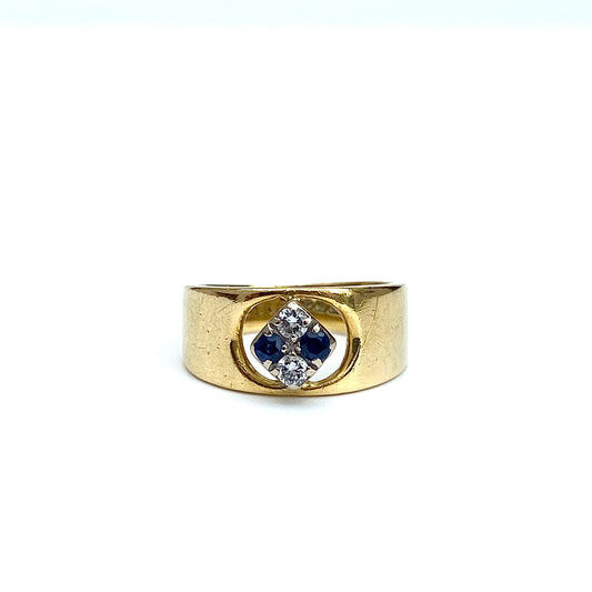 18ct Gold, Sapphire and Diamond Ring  |  Size UK I