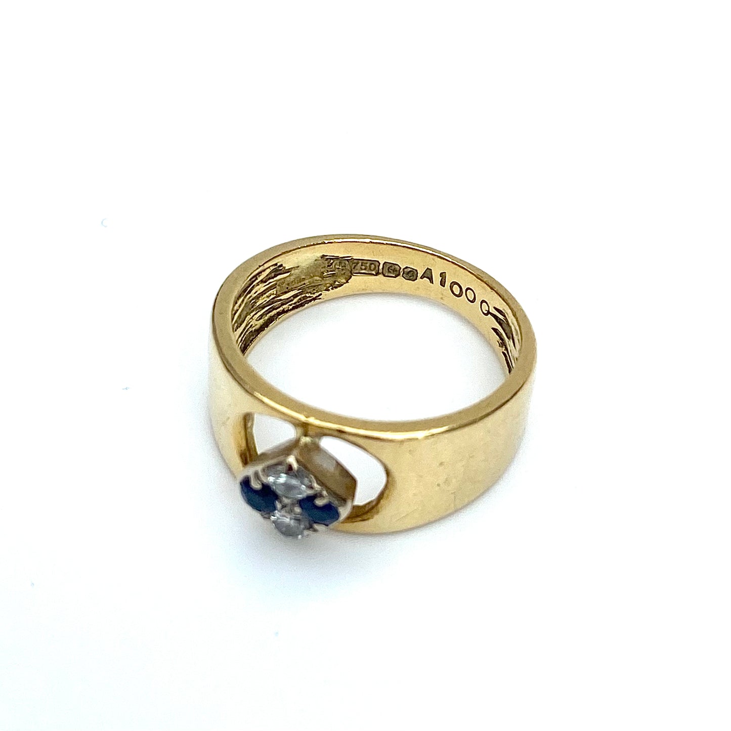 18ct Gold, Sapphire and Diamond Ring  |  Size UK I