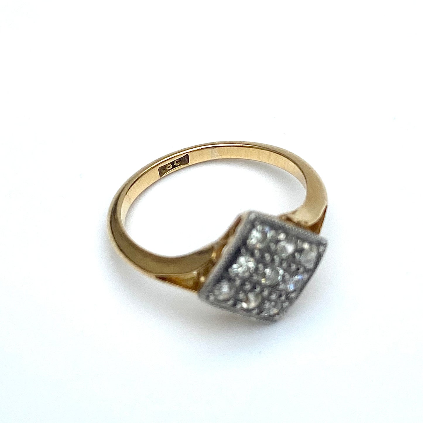 Art Deco 18ct Gold and Diamond Shaped Diamond Ring  |  Size UK I