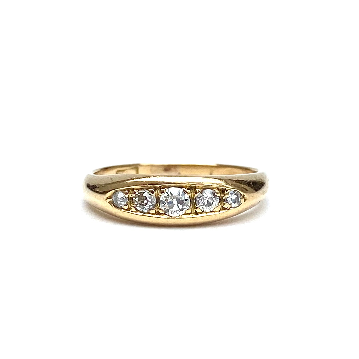 Antique 18ct Gold and Diamond Boat Ring  |  Size UK K.5