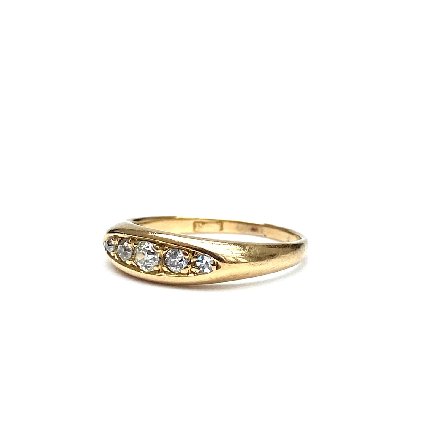 Antique 18ct Gold and Diamond Boat Ring  |  Size UK K.5