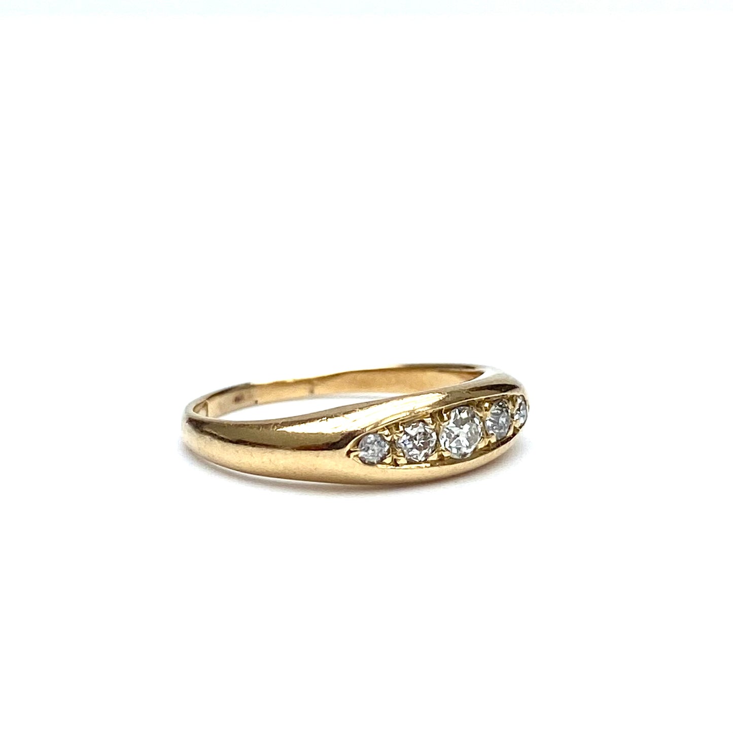 Antique 18ct Gold and Diamond Boat Ring  |  Size UK K.5