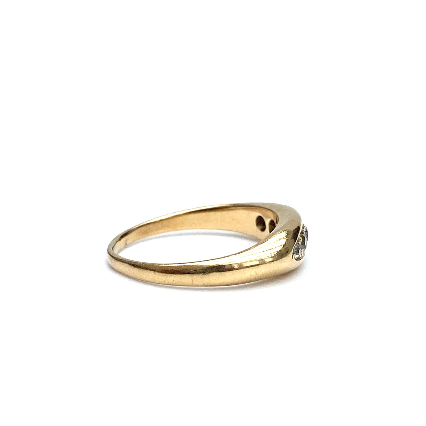 Antique 18ct Gold and Diamond Boat Ring  |  Size UK K.5