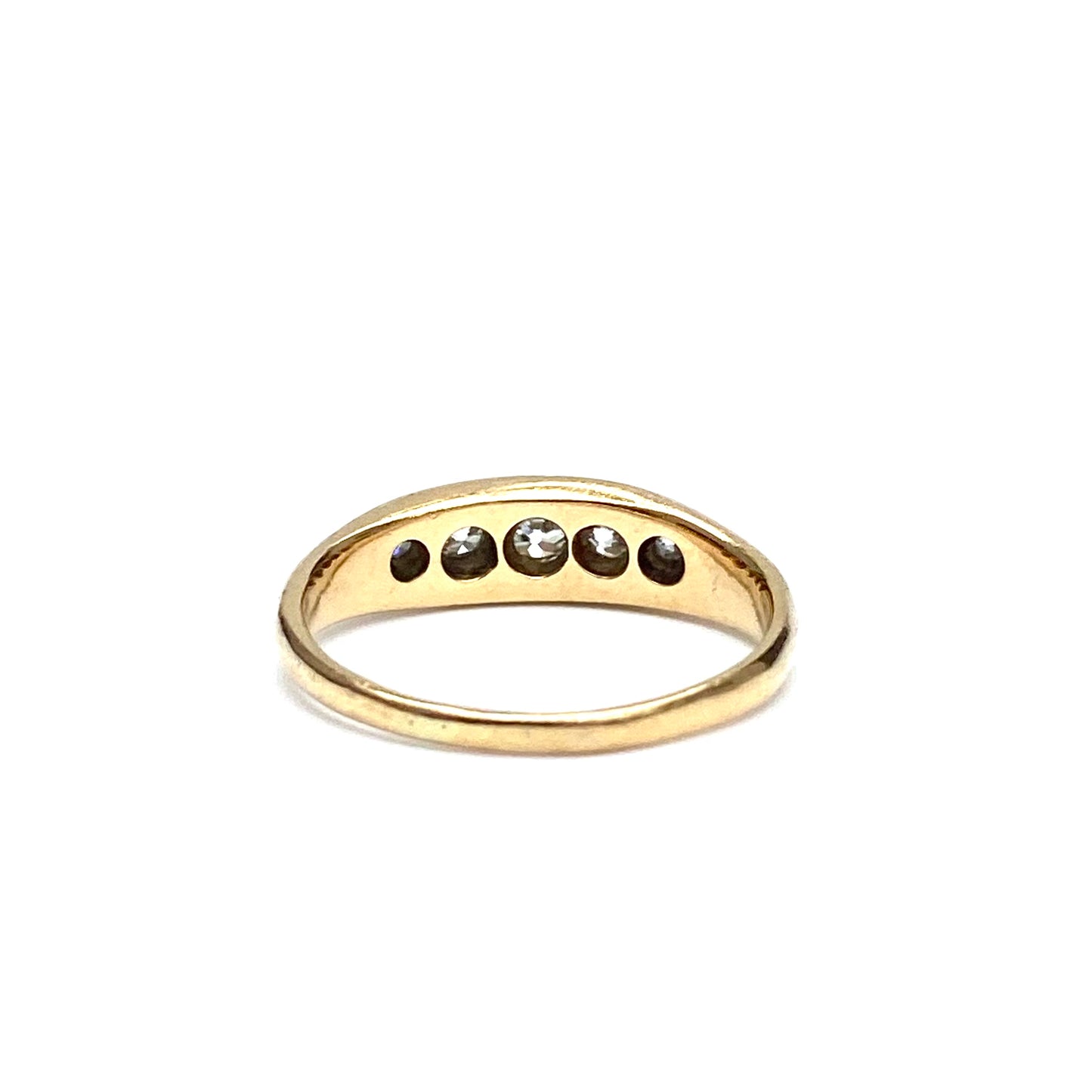 Antique 18ct Gold and Diamond Boat Ring  |  Size UK K.5