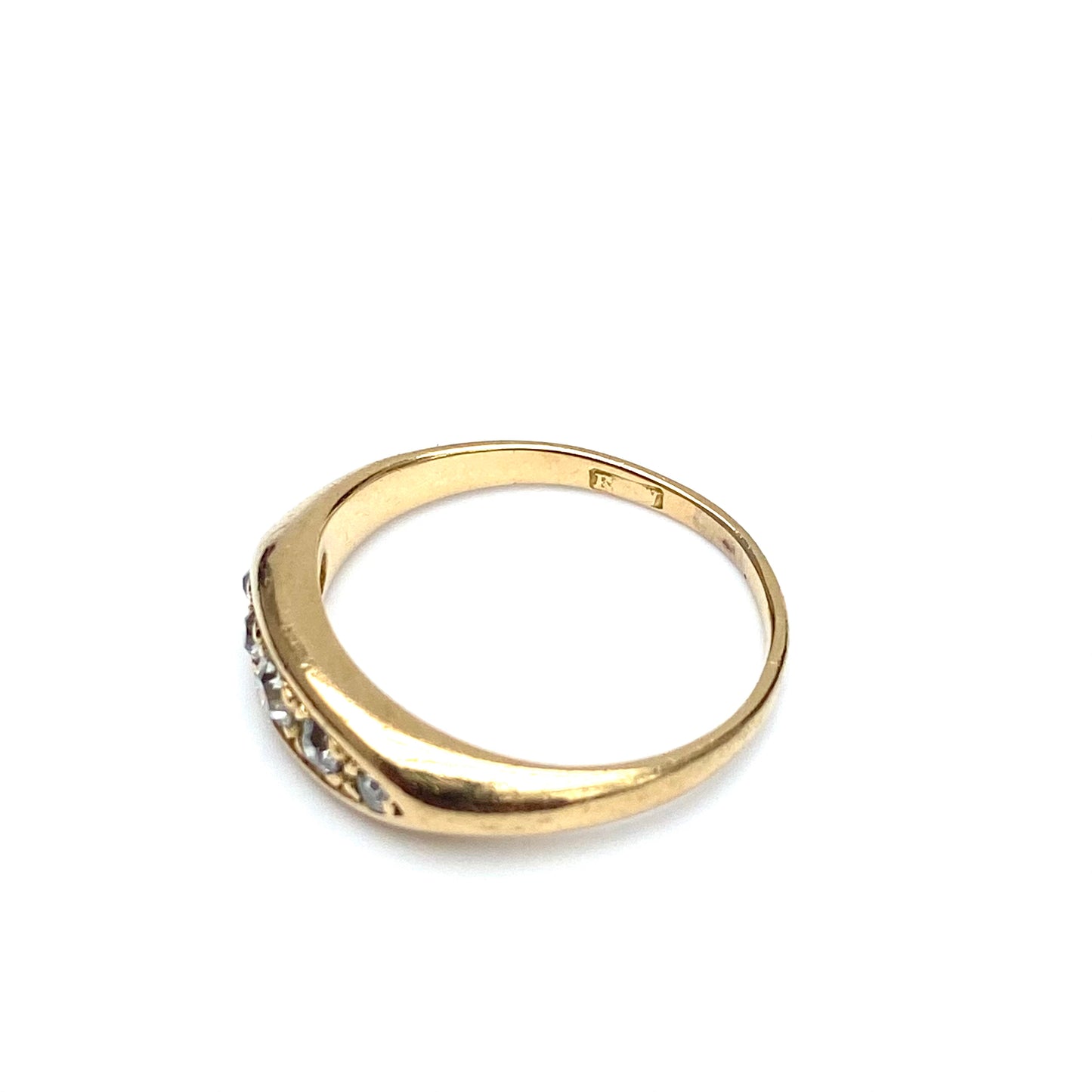 Antique 18ct Gold and Diamond Boat Ring  |  Size UK K.5