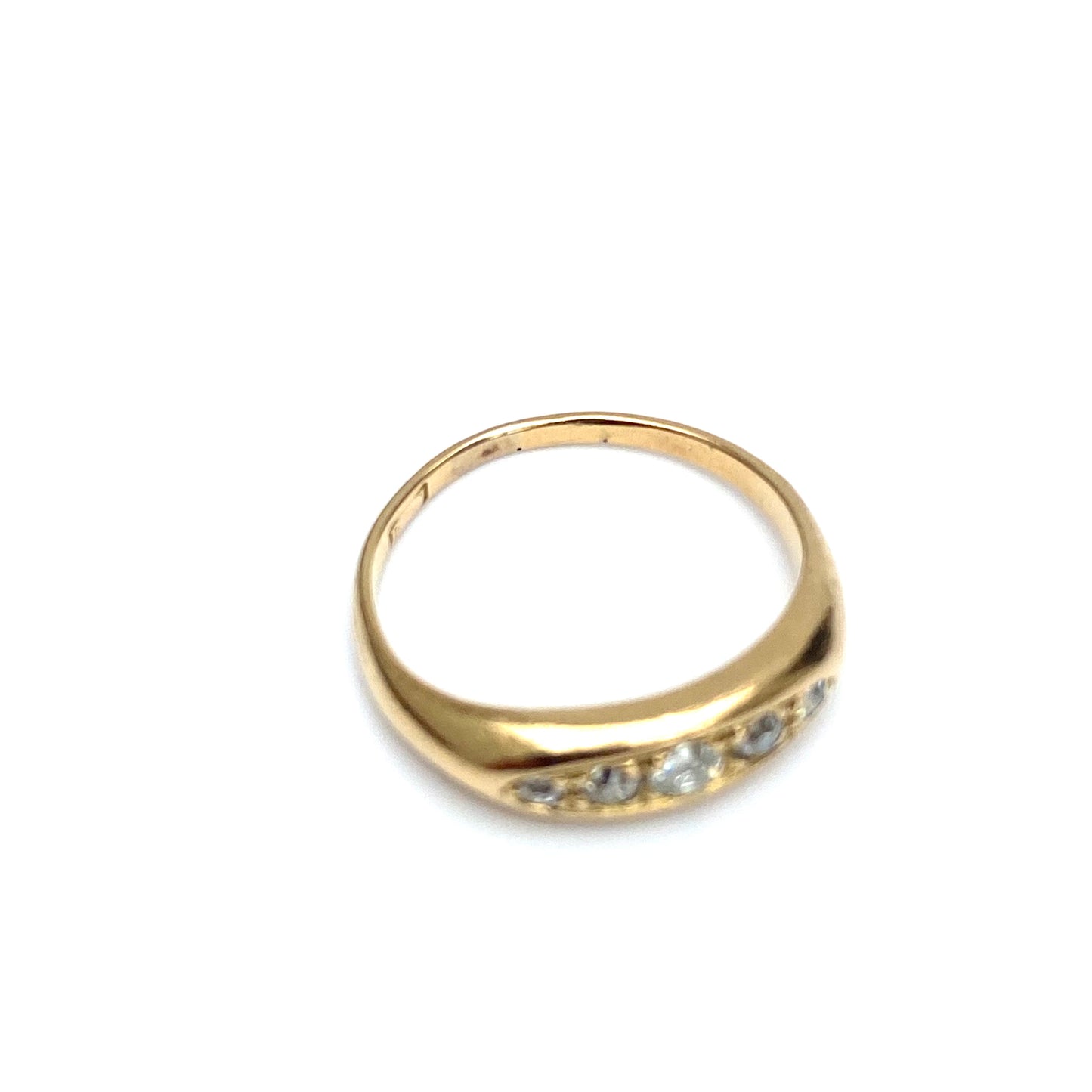 Antique 18ct Gold and Diamond Boat Ring  |  Size UK K.5