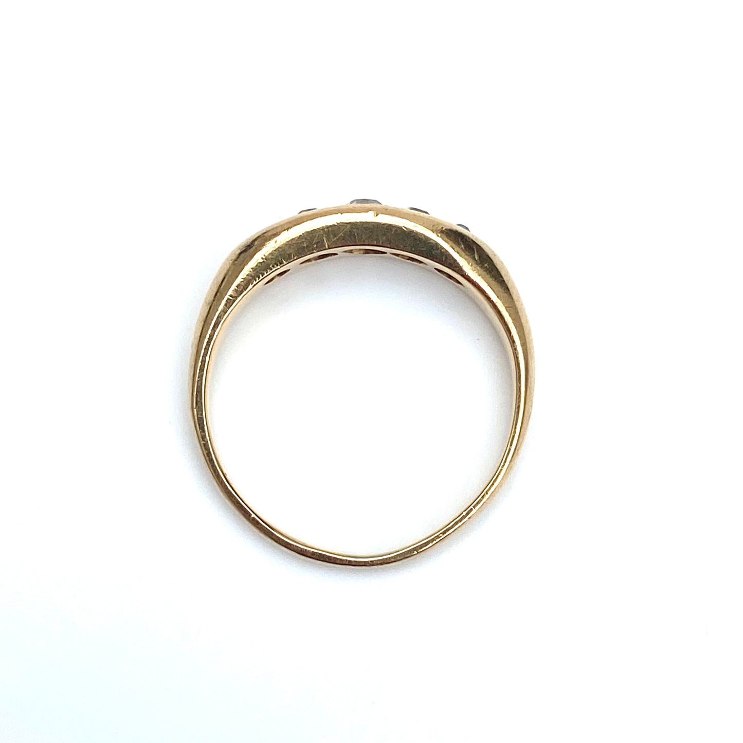 Antique 18ct Gold and Diamond Boat Ring  |  Size UK K.5