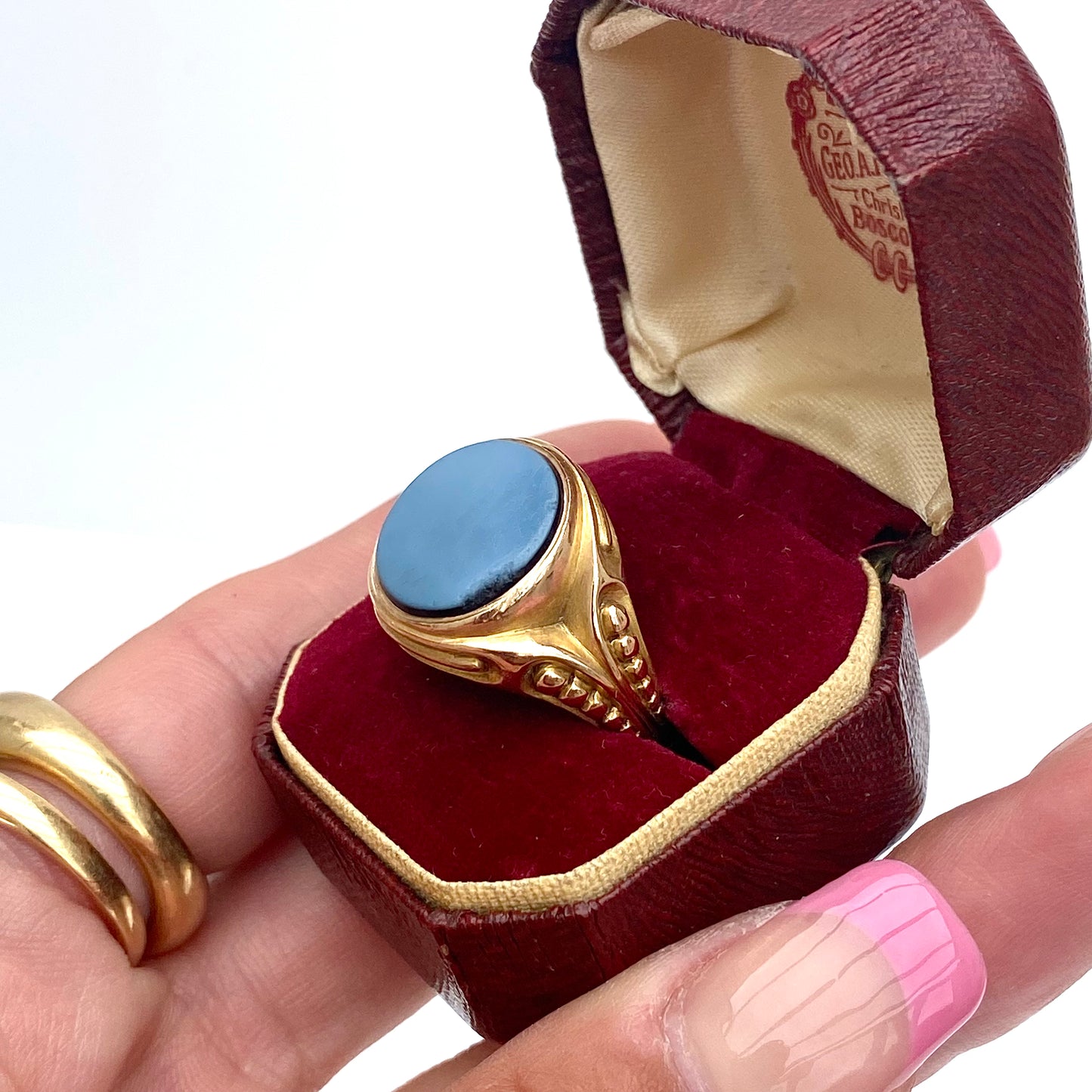 Antique 15ct Gold Heavy Sardonyx Signet Ring 1867 |  Size UK R.5