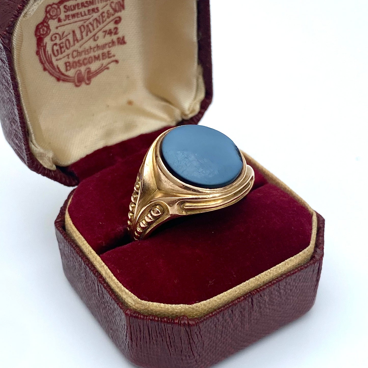 Antique 15ct Gold Heavy Sardonyx Signet Ring 1867 |  Size UK R.5