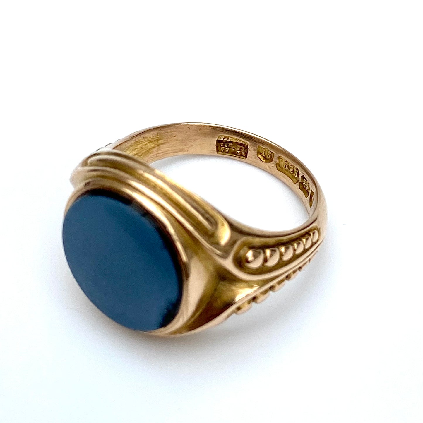 Antique 15ct Gold Heavy Sardonyx Signet Ring 1867 |  Size UK R.5