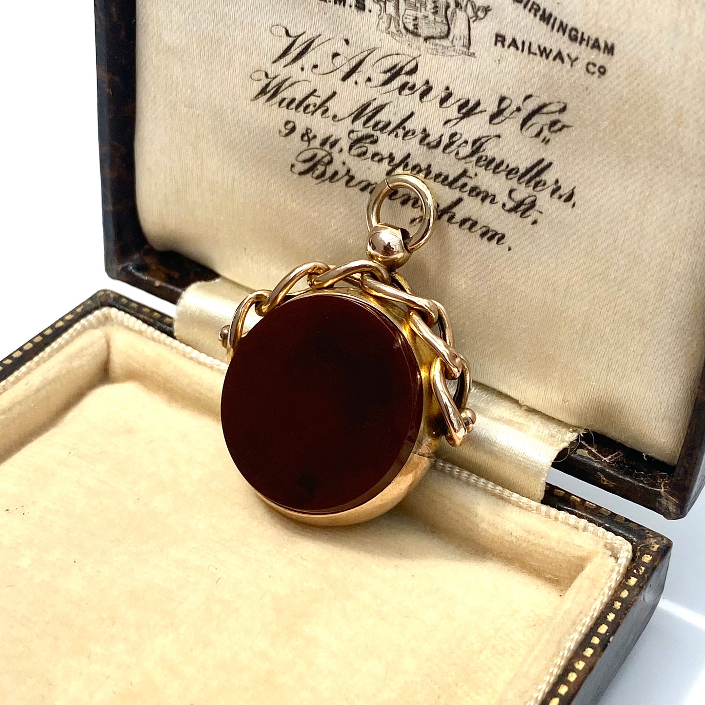 Antique 9ct Gold, Bloodstone & Carnelian Static Watch Fob