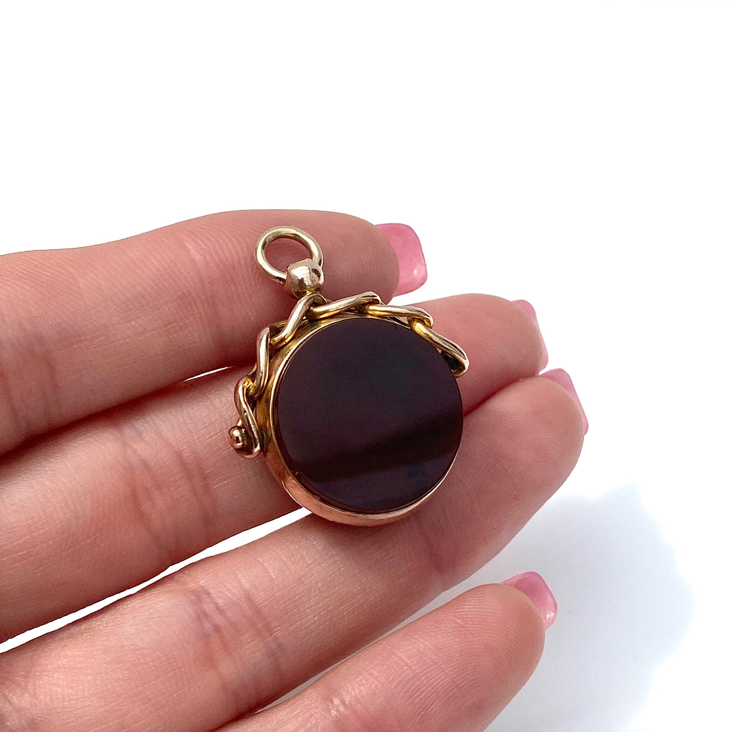 Antique 9ct Gold, Bloodstone & Carnelian Static Watch Fob