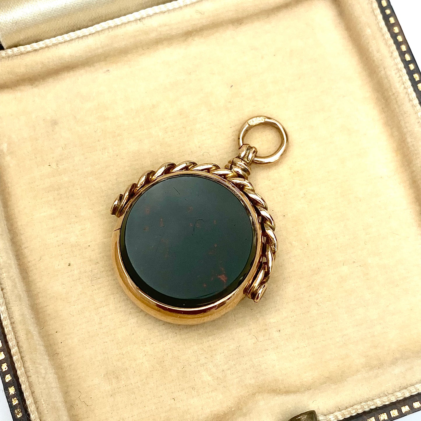 Antique 9ct Gold, Bloodstone & Carnelian Spinning Watch Fob