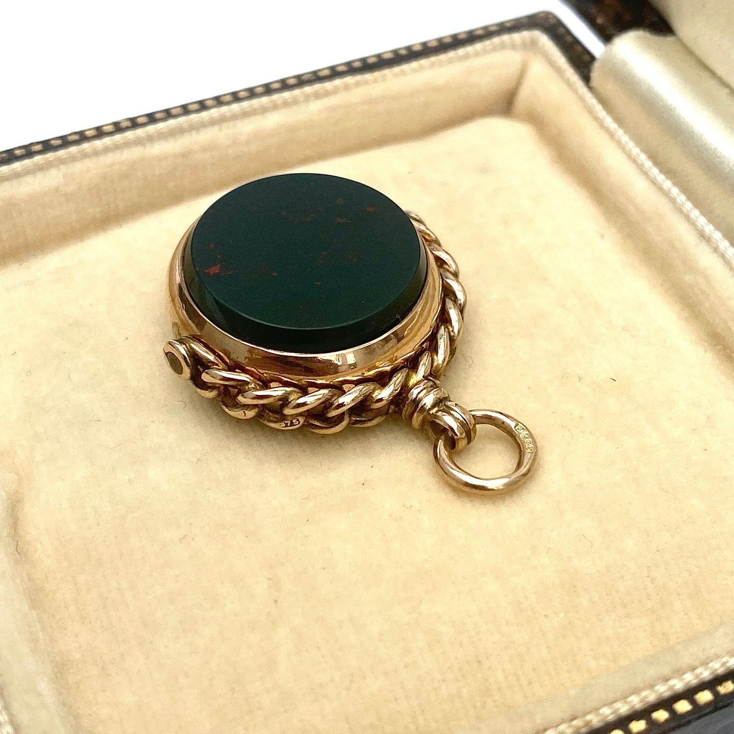 Antique 9ct Gold, Bloodstone & Carnelian Spinning Watch Fob