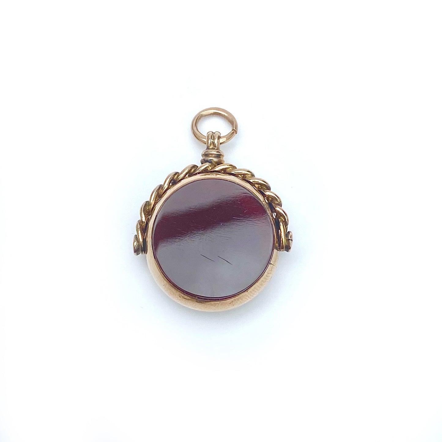 Antique 9ct Gold, Bloodstone & Carnelian Spinning Watch Fob