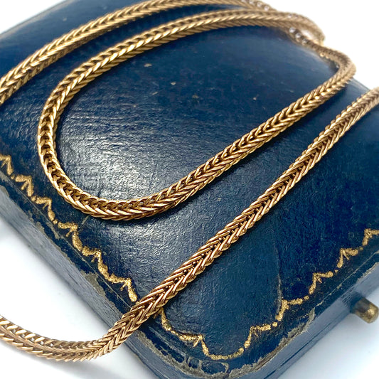 Lovely Vintage 9ct Gold Square Wheatlink Chain  |  14.5"  |  2mm