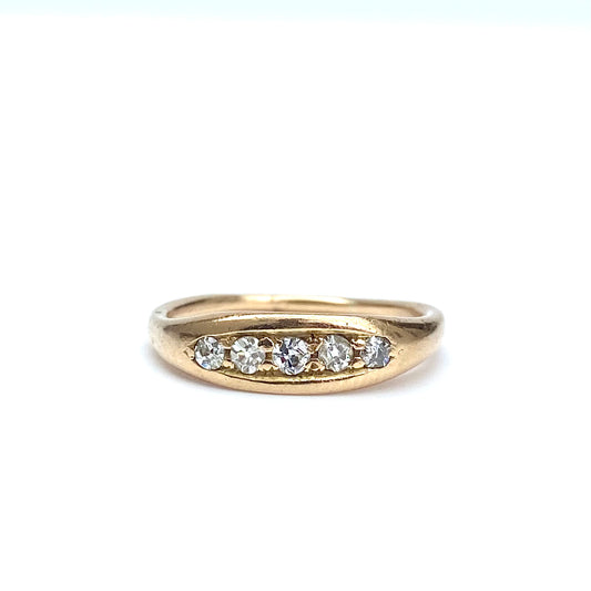 Antique 18ct Gold & Diamond Boat Ring  |  Size UK K.5