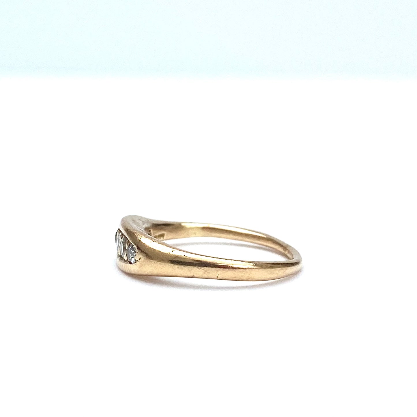 Antique 18ct Gold & Diamond Boat Ring  |  Size UK K.5