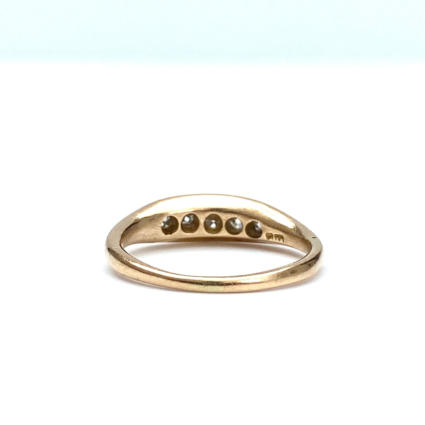 Antique 18ct Gold & Diamond Boat Ring  |  Size UK K.5