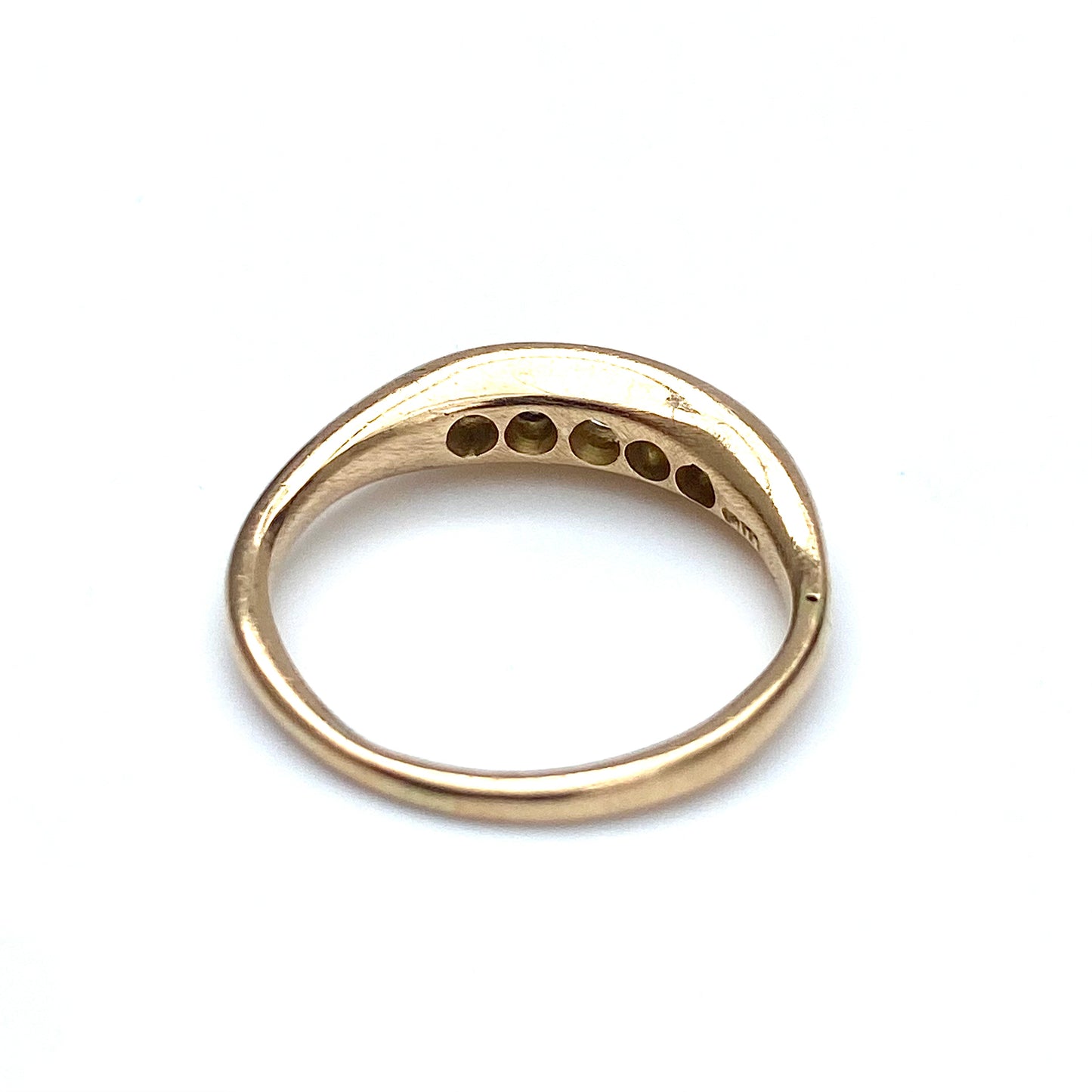 Antique 18ct Gold & Diamond Boat Ring  |  Size UK K.5