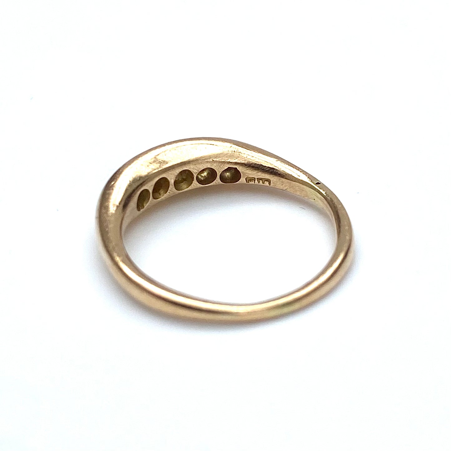 Antique 18ct Gold & Diamond Boat Ring  |  Size UK K.5