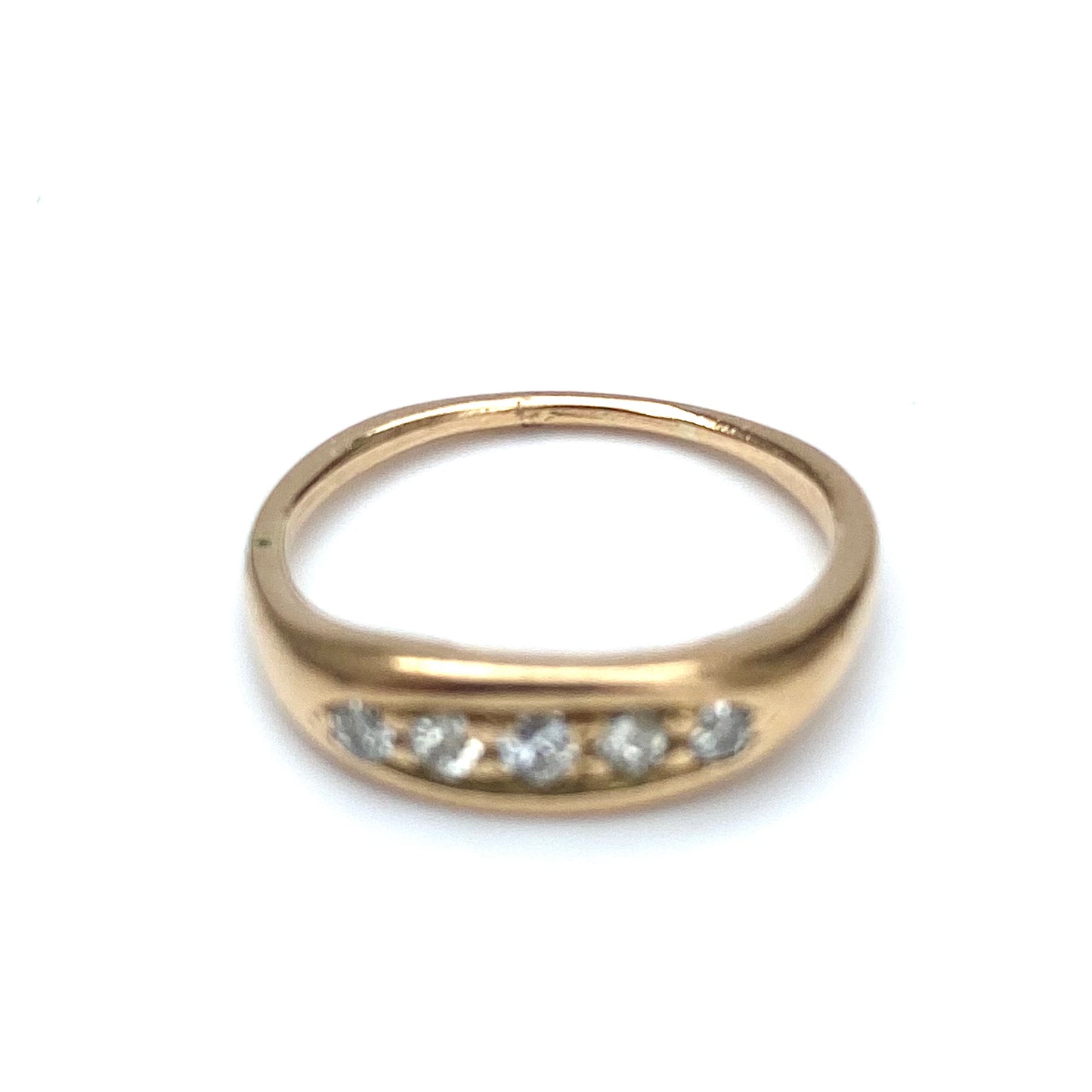 Antique 18ct Gold & Diamond Boat Ring  |  Size UK K.5