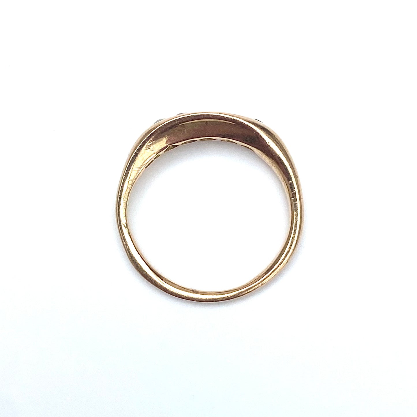 Antique 18ct Gold & Diamond Boat Ring  |  Size UK K.5