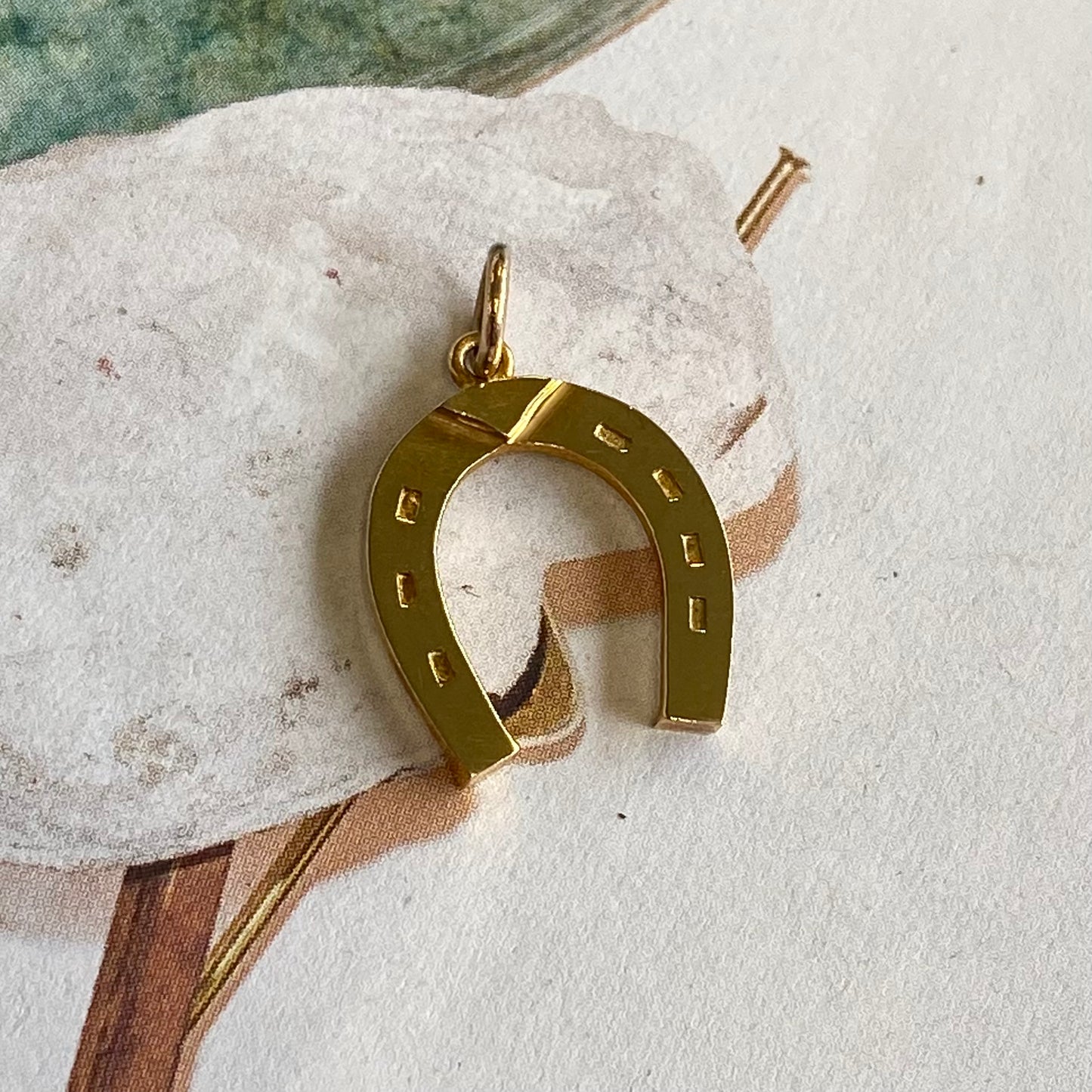 Vintage 9ct Gold Horseshoe Charm Pendant