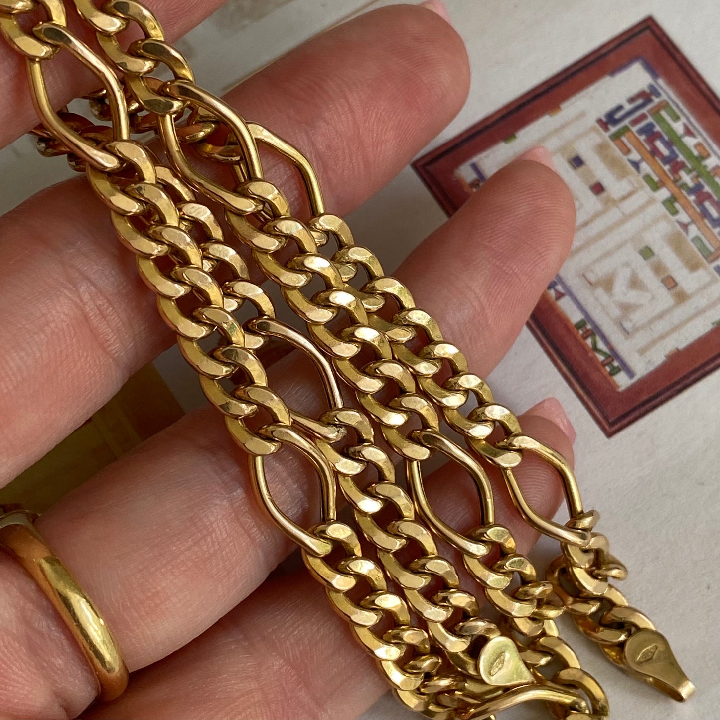 9ct Gold Hollow Figaro Chain  |  17.2"