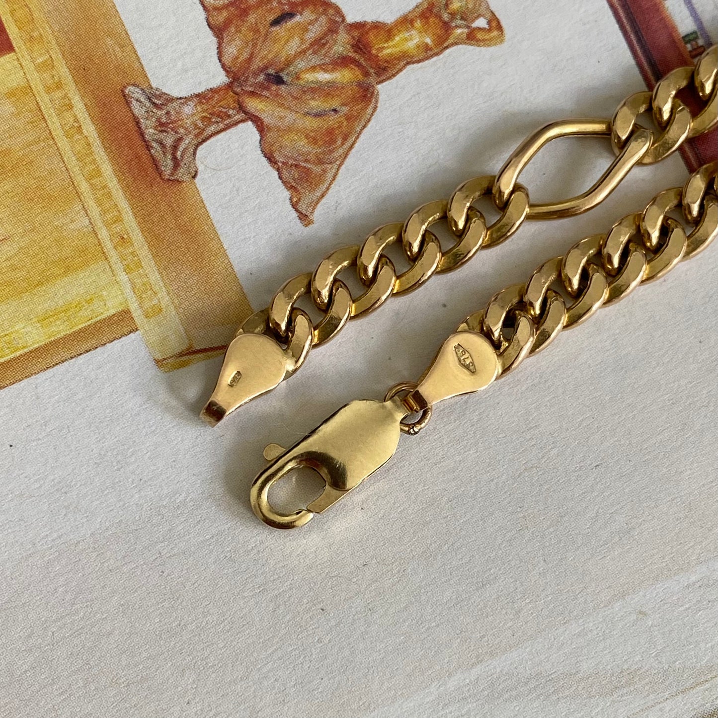 9ct Gold Hollow Figaro Chain  |  17.2"