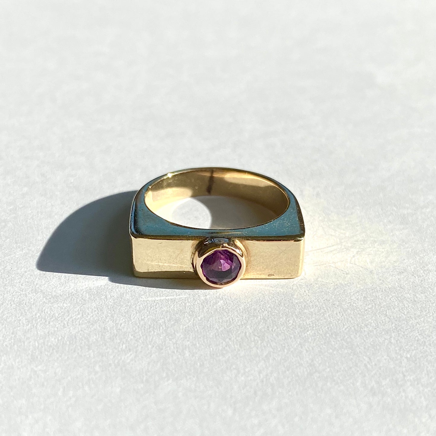 9ct Gold and Amethyst Solitaire Ring  |  Size UK L.5