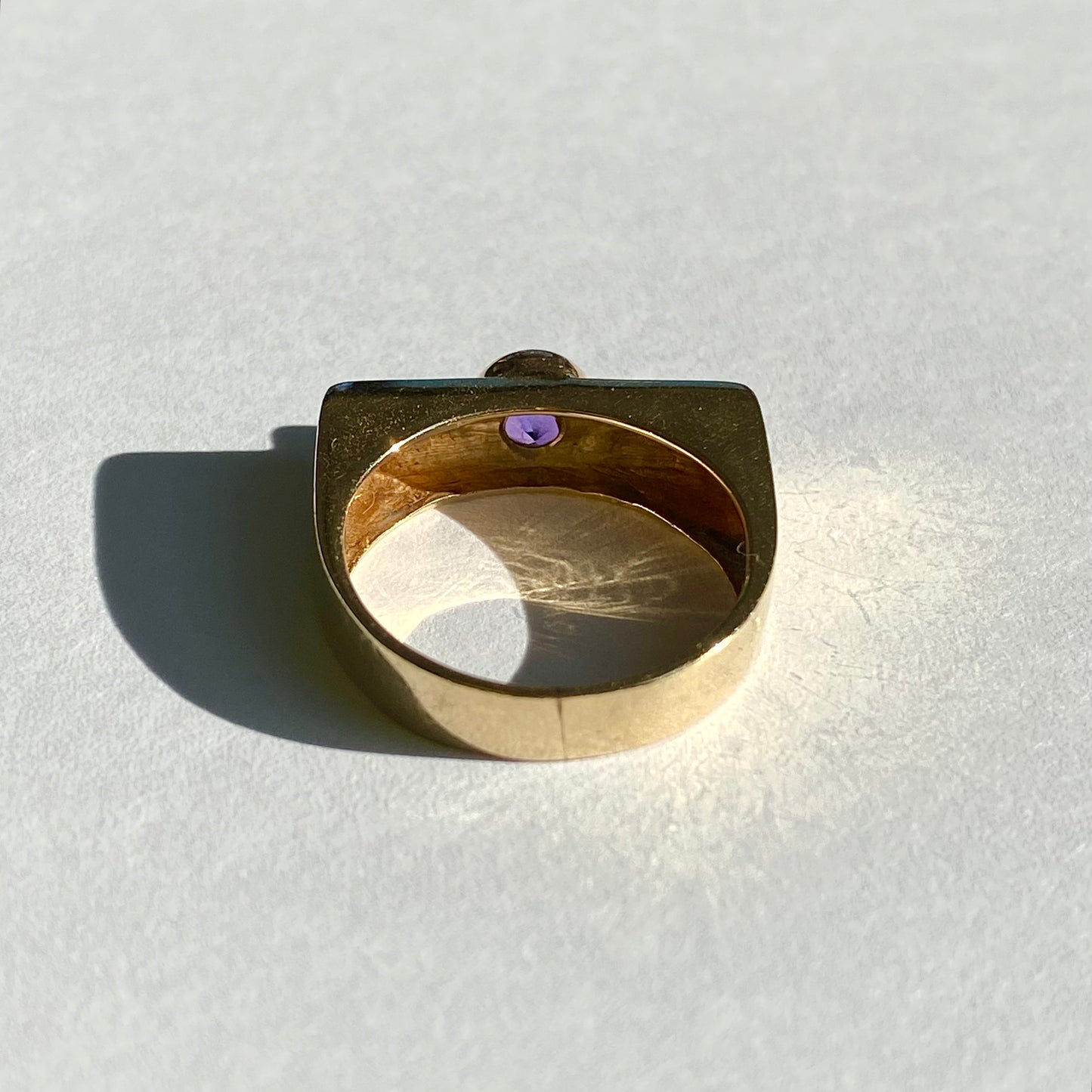 9ct Gold and Amethyst Solitaire Ring  |  Size UK L.5