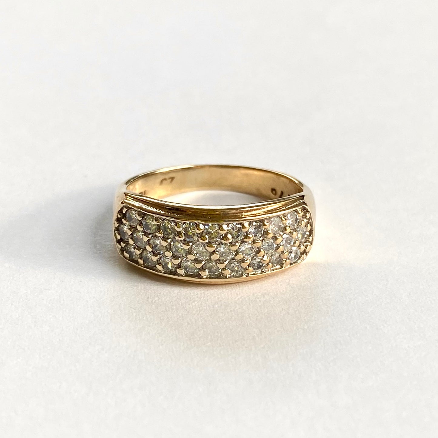 9ct Gold Cubic Zirconia Pave Ring  |  Size UK L