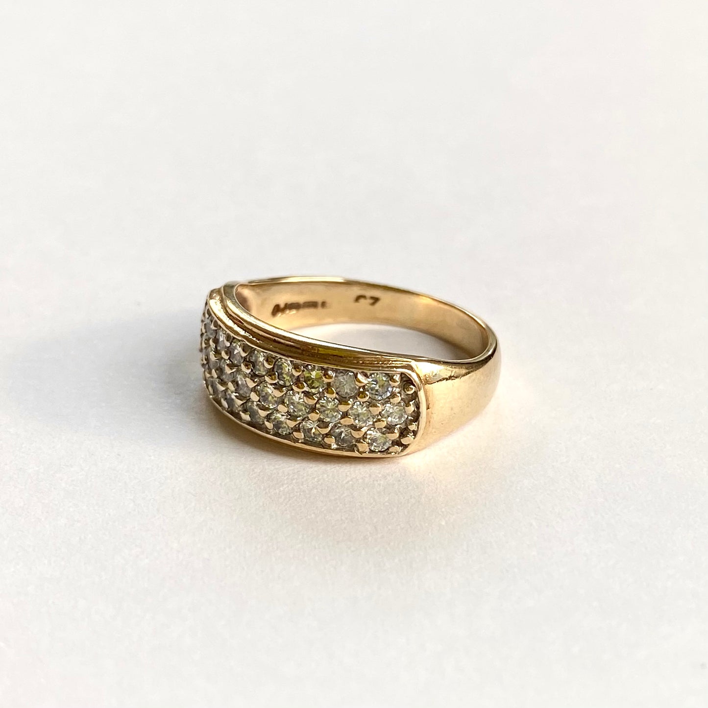 9ct Gold Cubic Zirconia Pave Ring  |  Size UK L