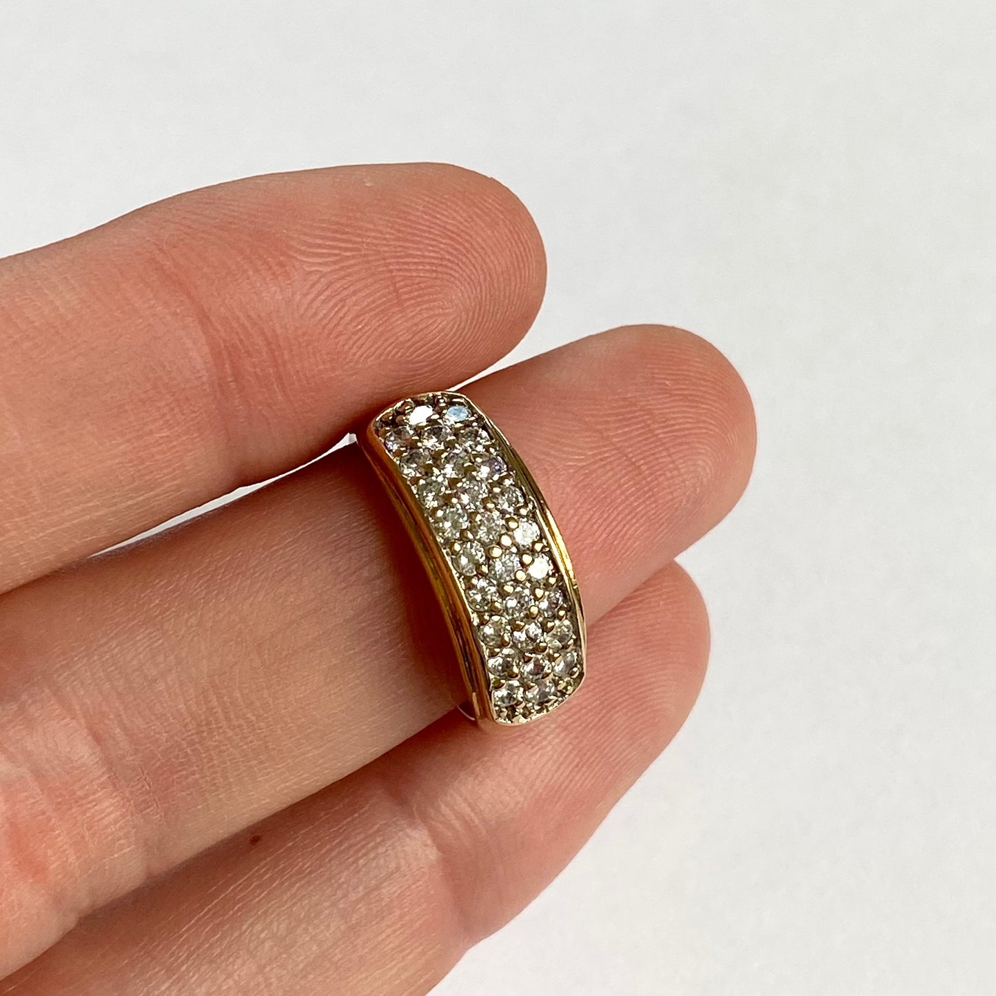 9ct Gold Cubic Zirconia Pave Ring  |  Size UK L