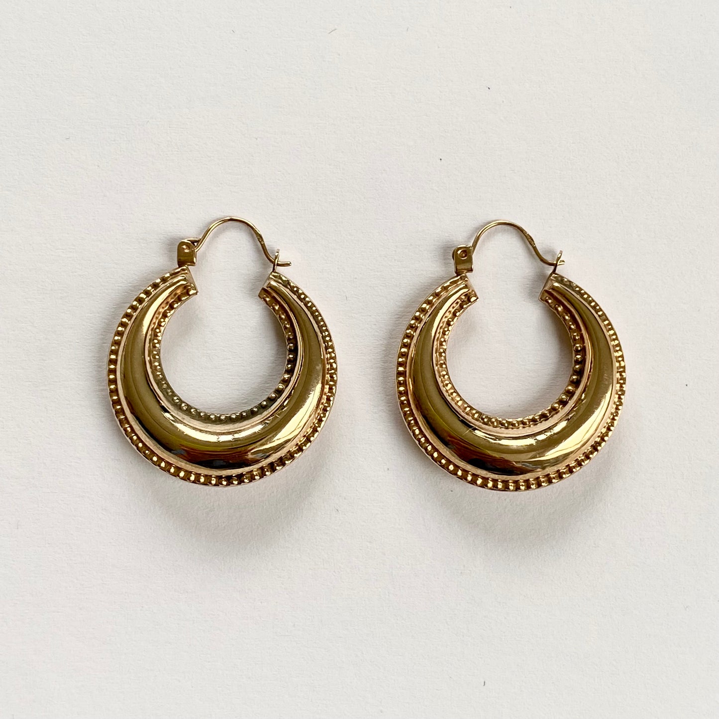 Beautiful 9ct Gold Engraved Hoop Earrings  |  23mm