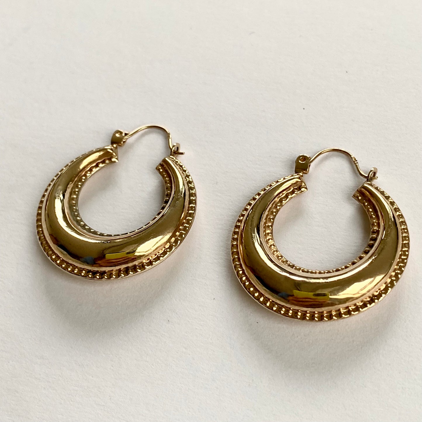 Beautiful 9ct Gold Engraved Hoop Earrings  |  23mm